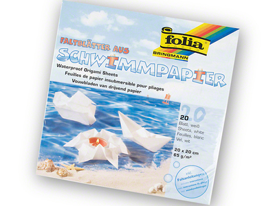 Origami Schwimmpapier-Faltblätter, 65g/m², 20 x 20cm, P/20 Blatt, weiß
