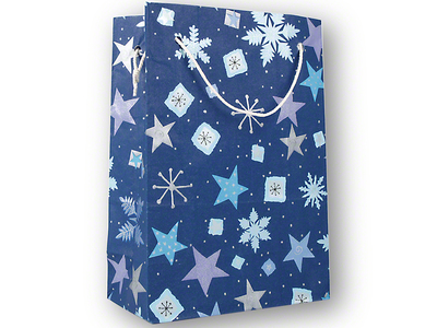 Geschenktüte Weihnachten, Sterne und Schneeflocken, 156 x 220 mm, dunkelblau