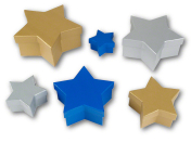 Geschenkboxenset Sterne, 6 Stück, gold/silber/blau