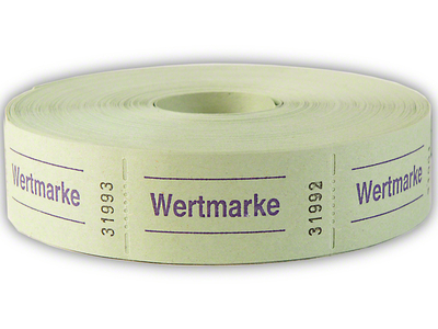 Rollen-Wertmarken, 1000 Abrisse, mit Aufdruck "Wertmarke", grün
