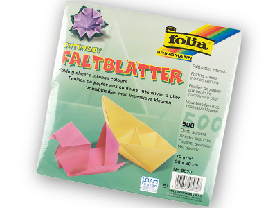 Origami Faltblätter, 20 x 20 cm, intensiv 70g/m²,  P/500 Blatt, farbig sortiert