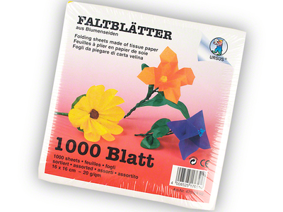 Origami Faltblätter, 16 x 16 cm, Blumenseide, 20g/m², P/1000 Blatt, farbig sortiert