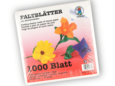 Origami Faltblätter, 20 x 20 cm, Blumenseide, 20g/m², P/1000 Blatt, farbig sortiert