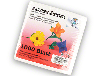 Origami Faltblätter, 8 x 8 cm, Blumenseide, 20g/m², P/1000 Blatt, farbig sortiert