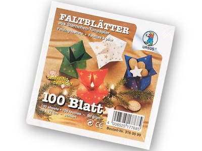 Origami Faltblätter, 10 x 10 cm, 90g/m², Sternchen, P/100 Blatt, farbig sortiert