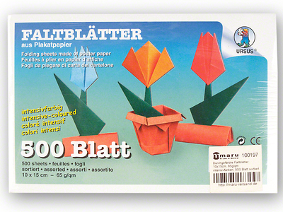 Origami Faltblätter aus Plakatpapier, 10 x 15 cm, 65g/m², P/500 Blatt, farbig sortiert