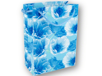 Geschenktüte Blaue Blumen, 160 x 217 mm, blau