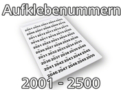 Aufklebenummern selbstklebend, ablösbar, 2001-2500