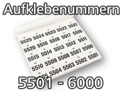 Aufklebenummern selbstklebend, ablösbar, 5501-6000