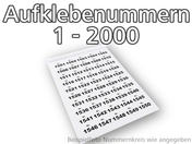 Aufklebenummern selbstklebend, ablösbar, Set 1-2000