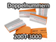 Doppelnummern, orange, 2001-3000,  P/10 Blocks a 100 Abrisse