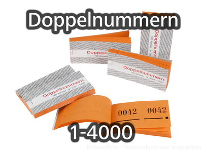 Doppelnummern Set, orange, 1-4000, (4 x P/1000 in 100er Blocks)