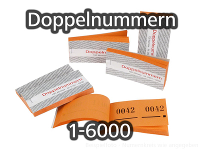 Doppelnummern Set, orange, 1-6000, (6 x P/1000 in 100er Blocks)