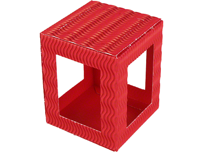 Laternenrohling-Mini aus 3D-Wellpappe, 10x10x12cm, 5 Stück, rot