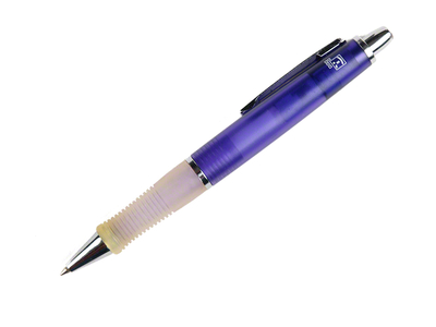 Kugelschreiber aus lila Kunststoff, blau