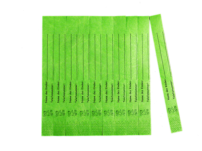Bogen mit 10 TYSTAR-Kinderbänder, neongrün