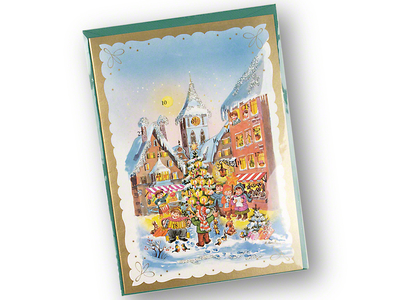 Adventskalenderkarte mit Umschlag, Weihnachtsbaum in der Stadt, 15 x 22 cm