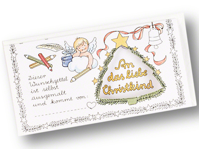 Weihnachten Wunschzettel für Mädchen, mit Umschlag, 10 x 19 cm