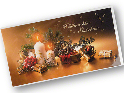 Weihnachtskarte mit Umschlag, Weihnachts-Gutschein, 9,5 x 18 cm