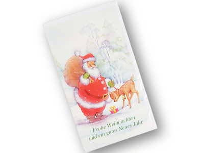 Weihnachtskarte mit Umschlag, Nikolaus im Wald, 8,5 x 15 cm