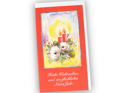 Weihnachtskarte mit Umschlag, Kerzen, 8,5 x 15 cm