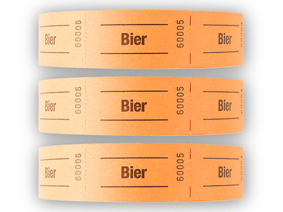 Rollen-Wertmarken,  3 x 1000 Abrisse, mit Aufdruck Bier, orange
