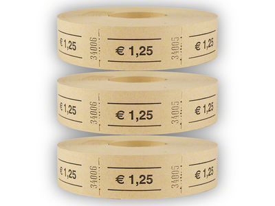 Rollen-Wertmarken, 3 x 1000 Abrisse, mit Aufdruck 1,25 €, gelb