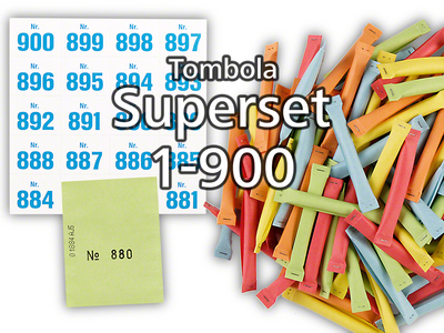 Tombola Superset Sicherheitslose Gewinne & Aufklebenummern 1-900