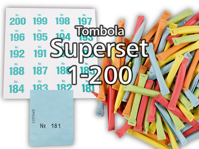 Tombola Superset Sicherheitslose Gewinne & Aufklebenummern 1-200
