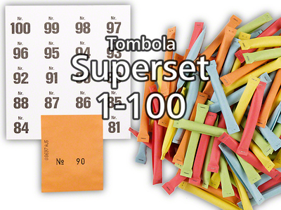 Tombola Superset Sicherheitslose Gewinne & Aufklebenummern 1-100