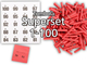 Tombola Superset Röllchenlose rot Gewinne & Aufklebenummern 1-100