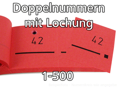 Garderobennummern, rot, 1-500, P/5 Blocks a 100 Abrisse