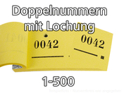 Garderobennummern, gelb, 1-500, P/5 Blocks a 100 Abrisse